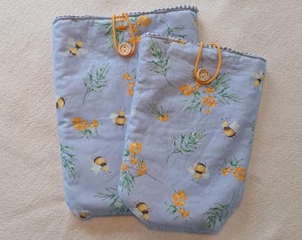 Bee book cover, book bag, book sleeve, Kindle cover, book cover, gift for her, protective cover, book protector with button, book sleeve