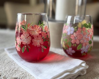 Personalized Handpainted Wine Glass, gift for her