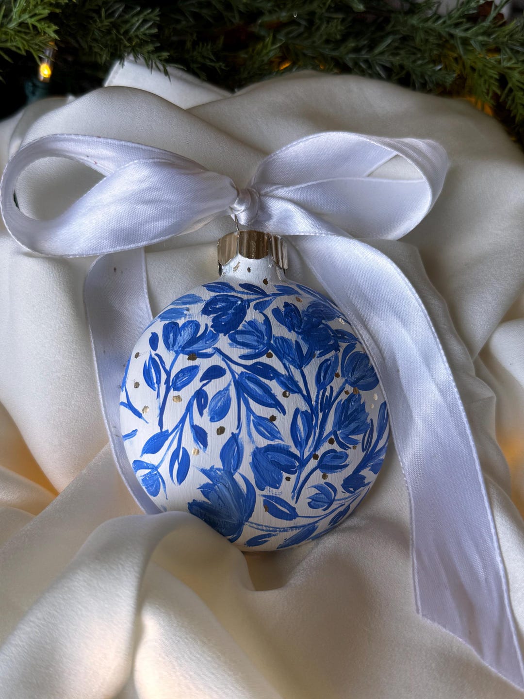 Hand Painted Blue and White Christmas Ornaments - Etsy
