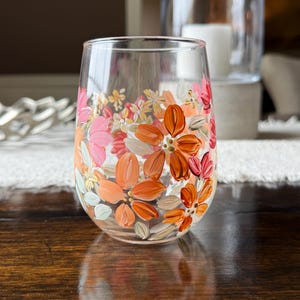 Handpainted Floral Wine Glass – Personalized Custom Drinkware