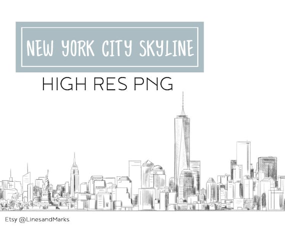 New York City Skyline Drawing Transparent Etsy