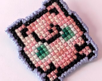Jigglypuff cross stitch pokemon badge