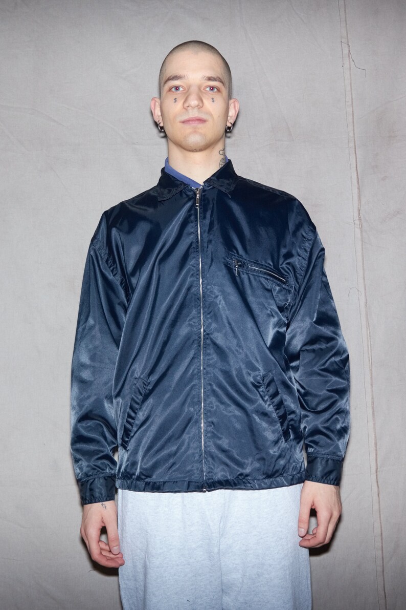 90s Almost Classic Shiny Blue Harington Unisex Jacket