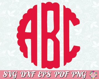 Scalloped Alphabet Svg Cut File Scalloped Font Svg Files For Cricut Scalloped Monogram Files For Silhouette Scalloped Svg Circle Monogram