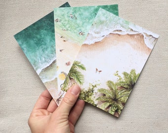 6 postales de Saloha - Selección 2020 - Escenas aéreas de playa en acuarela, A6