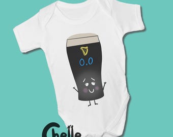 Zero Alcohol Stout 0.0 Baby Grow // St James' Gate, Dublin, Ireland, Irish Pub, Irish Baby Gift, Pint of the Black Stuff