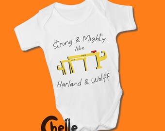 Strong and Mighty like Harland & Wolff Cranes Baby Grow // Belfast, Northern Ireland, Samson and Goliath