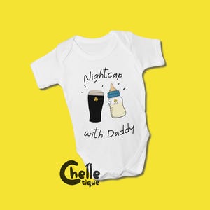 Conjunto de ropa para bebé "Tarta de noche con papá" // Cerveza negra irlandesa, botella de leche, papá y yo, papá primerizo, Día del Padre, regalos para papá