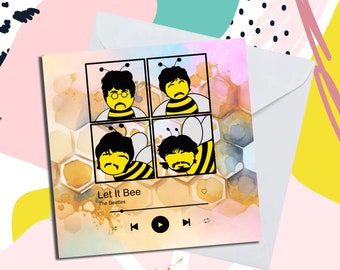 The Beatles "Let It BEE" Card // Liverpool, Fab Four, Let it Be, Music Card, Album Cover, Just to Say Card