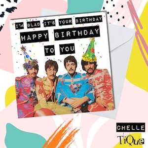 "Die Beatles ""Happy Birthday To You"" Karte // Fab Four, Musik-Geburtstagskarte, Musik-Karte."