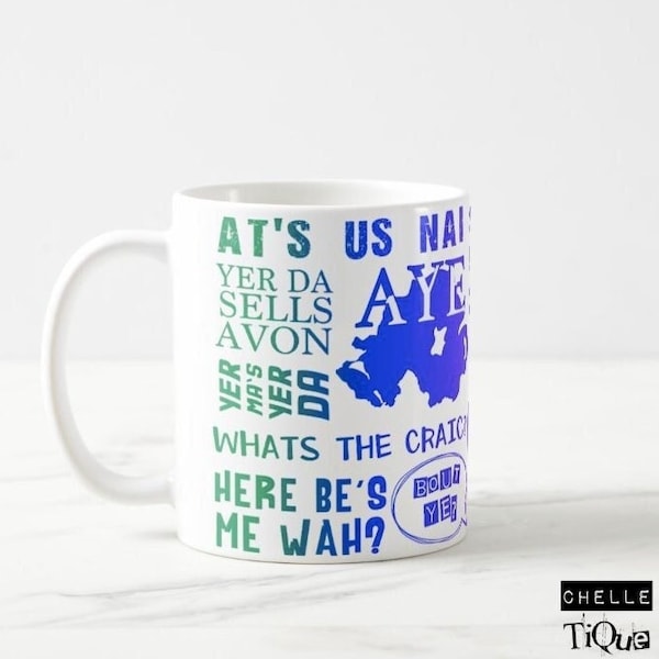 Northern Ireland Slang Mug // Norn Iron, Funny Sayings, Typography, Gift, Belfast, Stout, PSNI