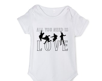 Beatles "All your Need is Love" Tribute Baby Grow // Liverpool, Music, Baby Clothes, Gift