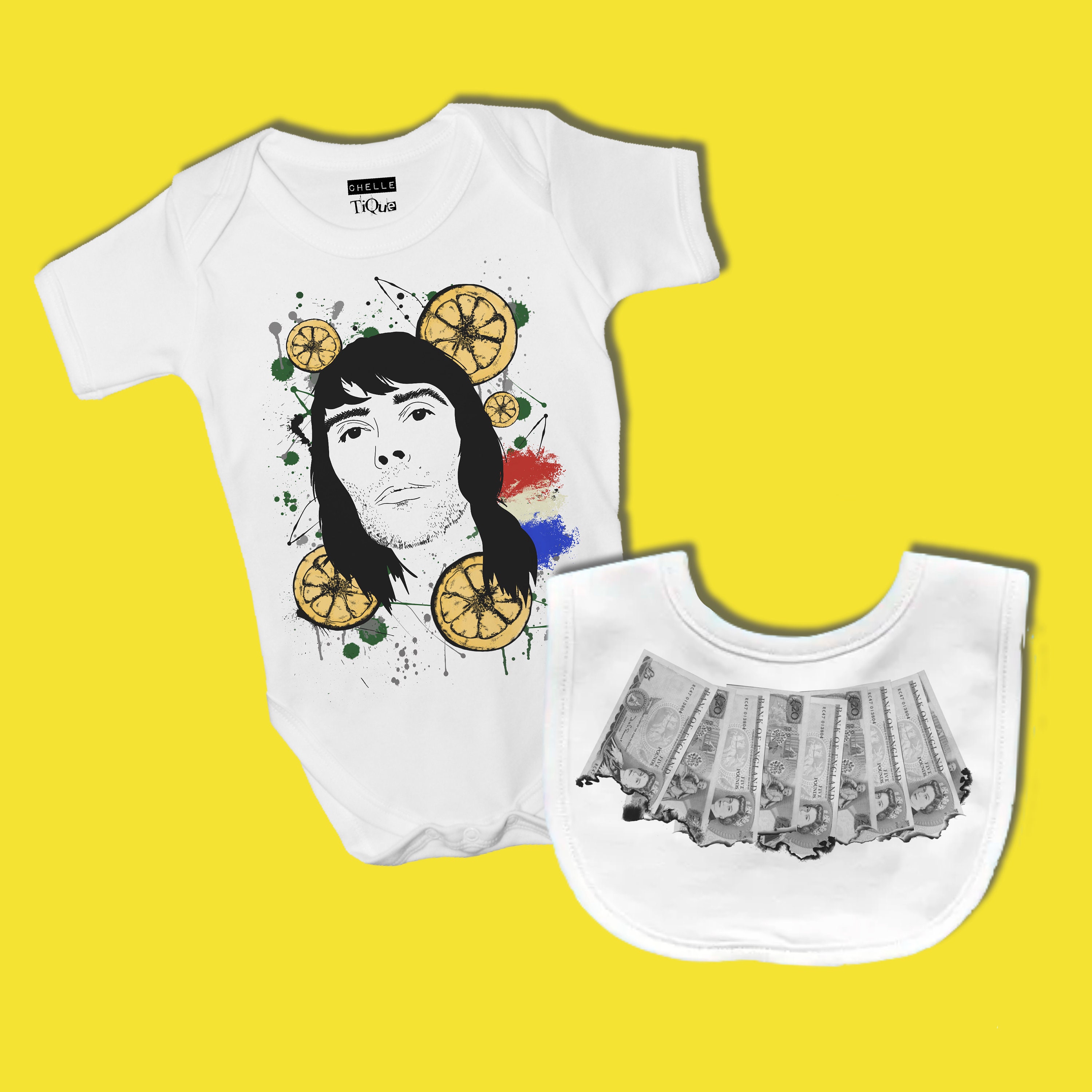 Ian Brown Stone Roses Baby Grow and Bib Set // Madchester, Manchester, 80s nostalgia, British Rock n Roll, Adored, rkid, New Dad