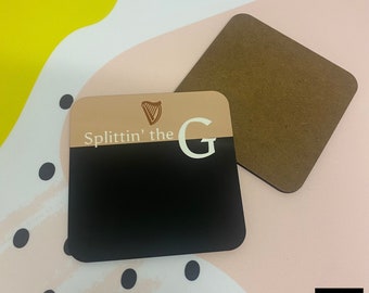 Splittin' the G Coaster // Irish Stout, Dublin, barmat, thee-koffie-onderzetter, klein cadeau