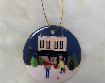Hannah’s Florist Holywood Ceramic Christmas Decoration // Flower Shop, County Down, Northern Ireland, Maypole, Belfast Lough