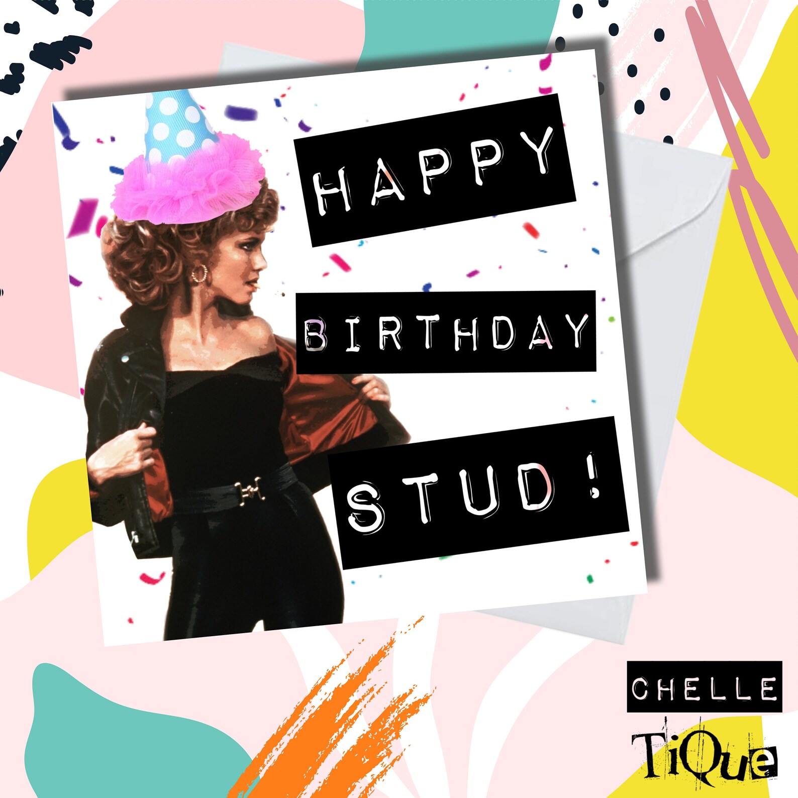 Grease Sandy happy Birthday Stud Card // Movie, Grease Lightning