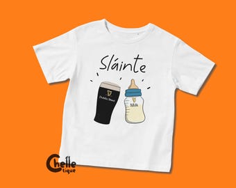 Sláinte Stout & Milk Kids T-Shirt // St James' Gate, Dublin, Ireland, Irish Pub, Irish Baby Gift, Pint of the Black Stuff