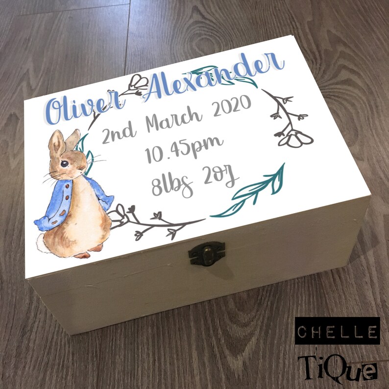 Personalised Baby Keepsake Memory Box // Peter Rabbit Beatrix Etsy