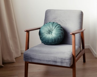 Mint Velvet Round Pillow: Pintuck Throw Cushion, Home Decor (13x6 inches)