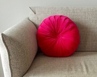 Handcrafted Magenta Throw Pillow for Accent in Your Modern Interior, Velvet Pink Cushion Ideal Gift for Neighbors or a Housewarming Present