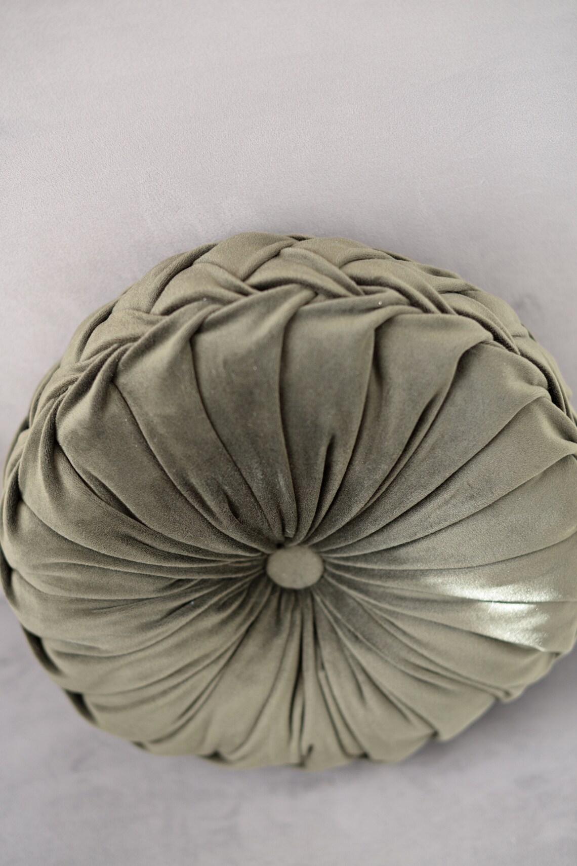 Olive Green Velvet Round Pillow Pine Green Velvet Round Etsy