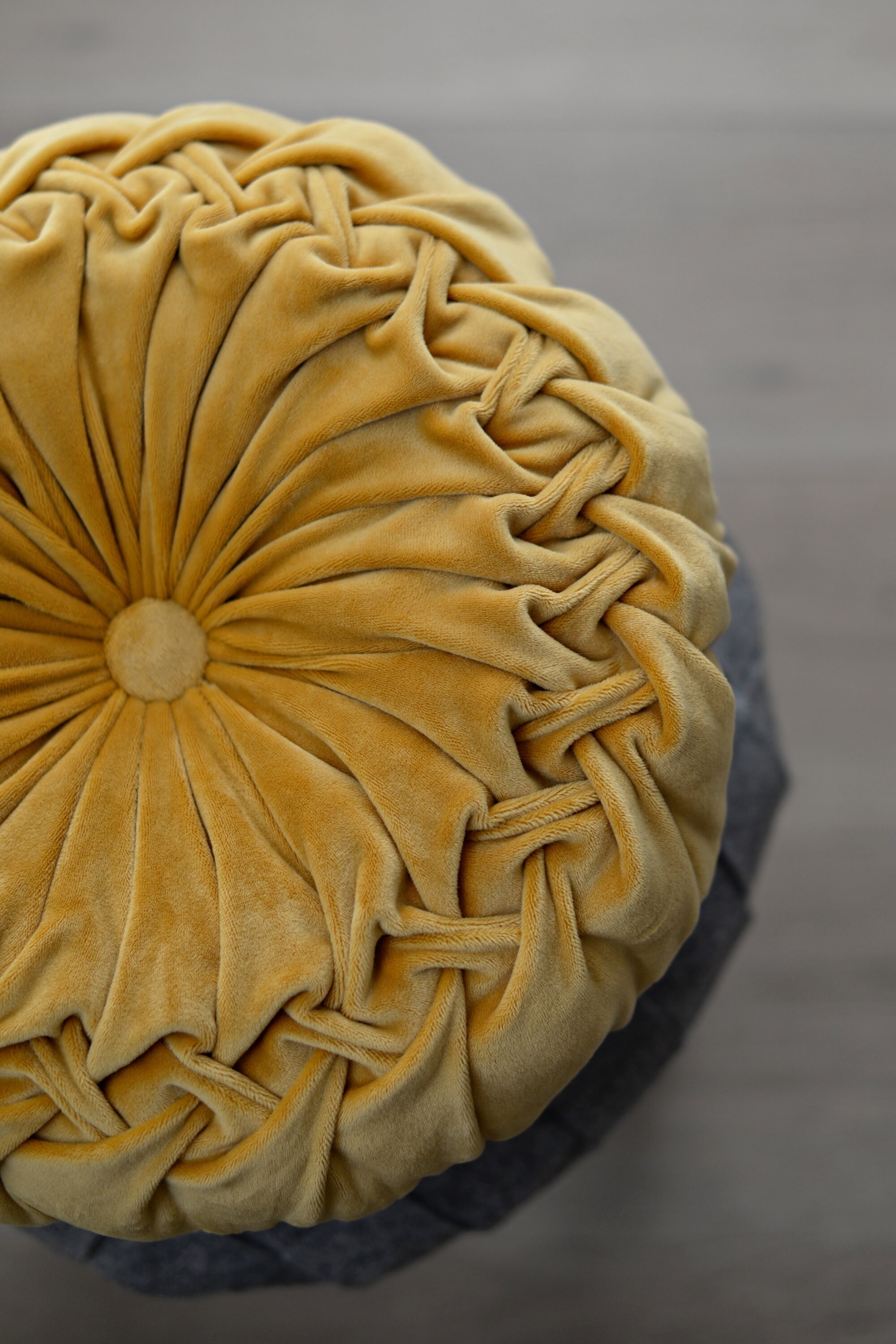 Yellow round pillow Mustard throw circle pillow Mustard Etsy