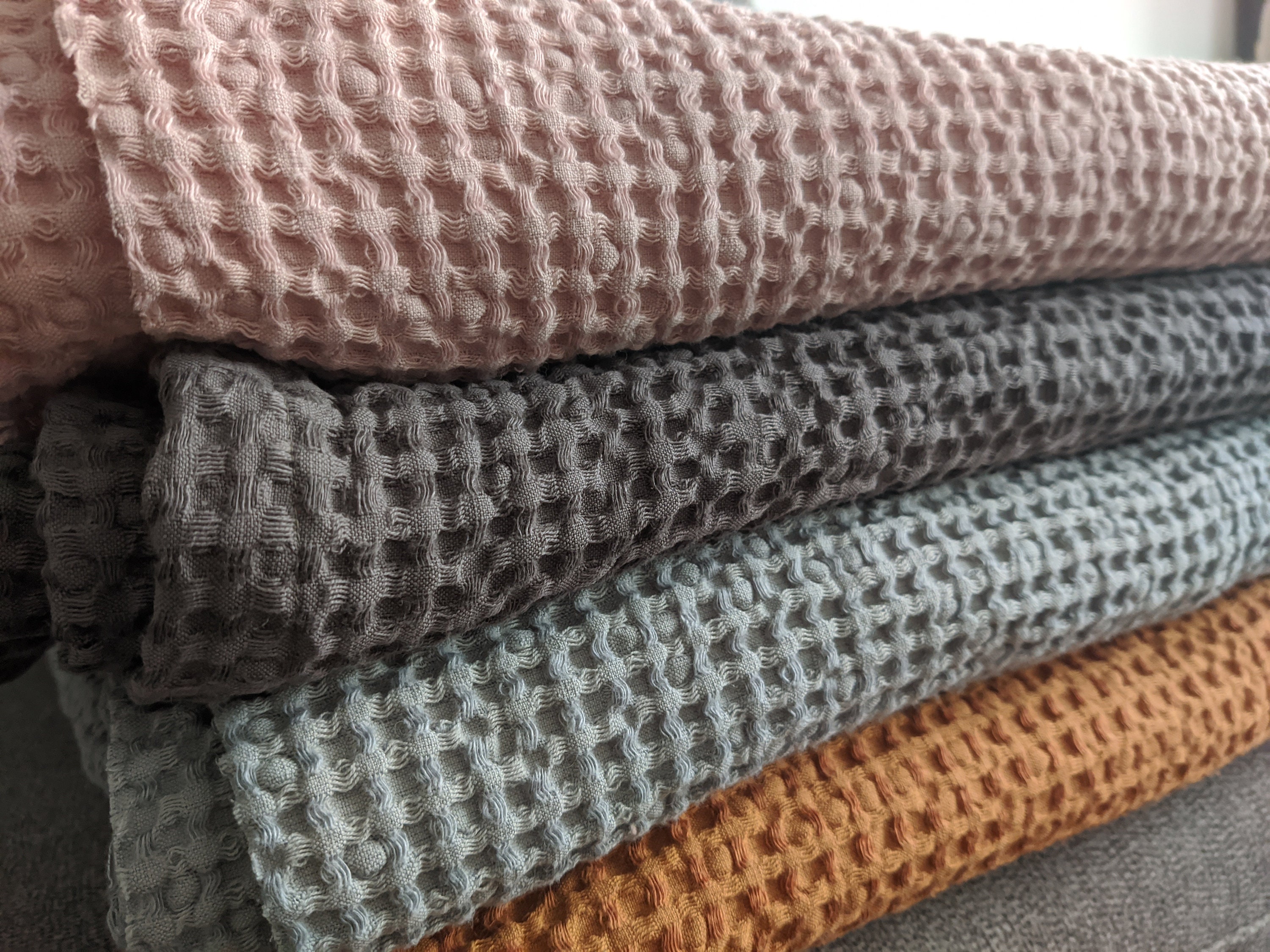 Blue Waffle Blanket King Etsy