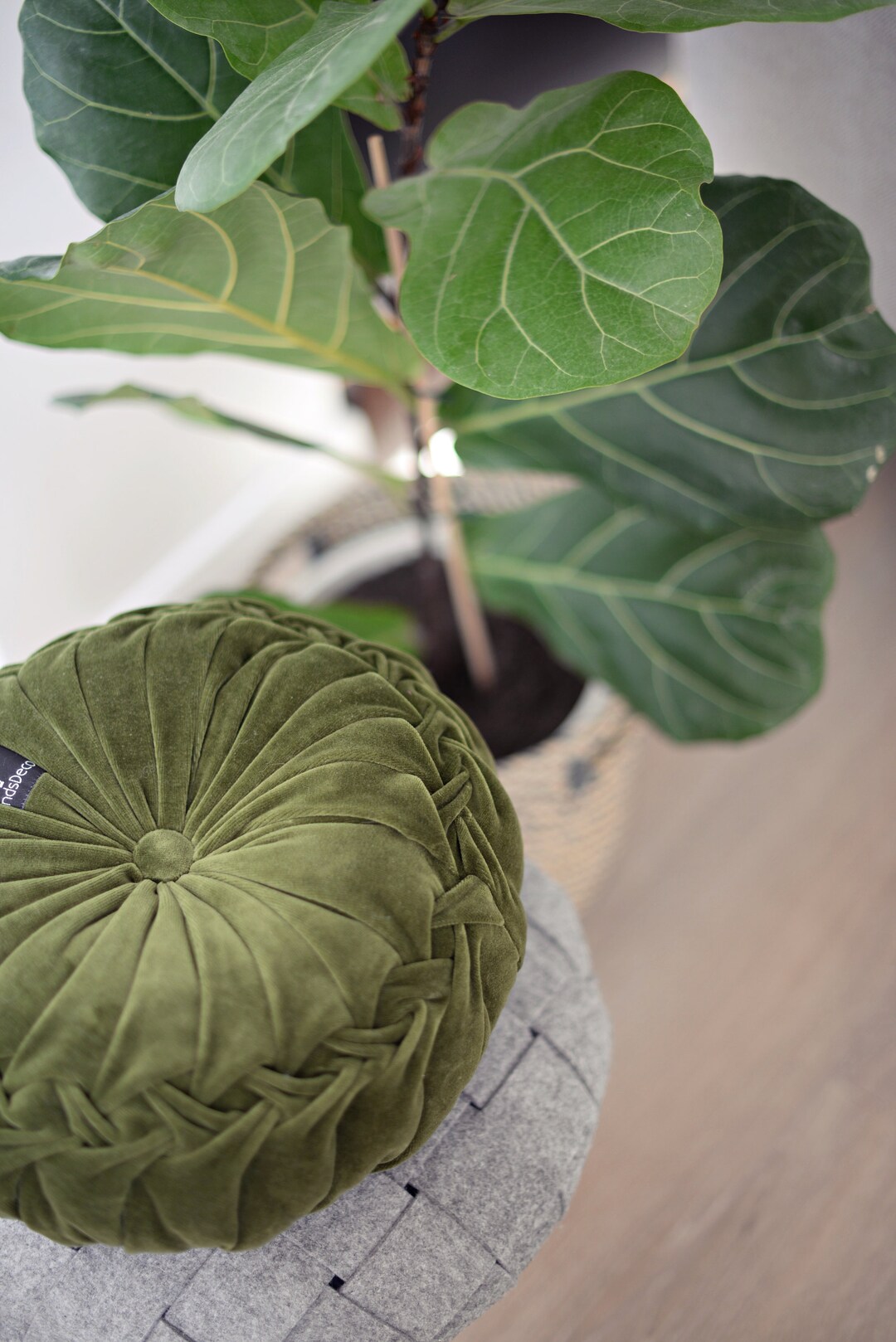 Moss Green Pillow Round Velvet Pillow Round Pintuck Pillow Etsy