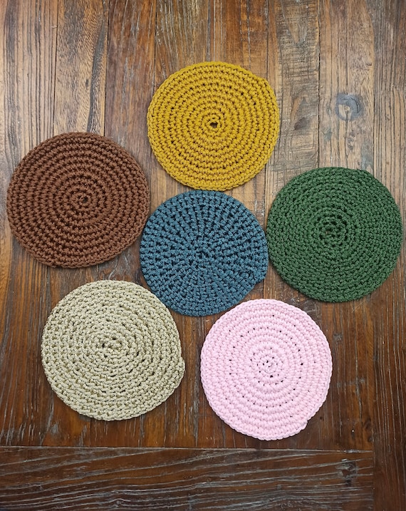 Rustic Crochet Coasters Set: Polyester Rope Drink Coasters, Custom Colors