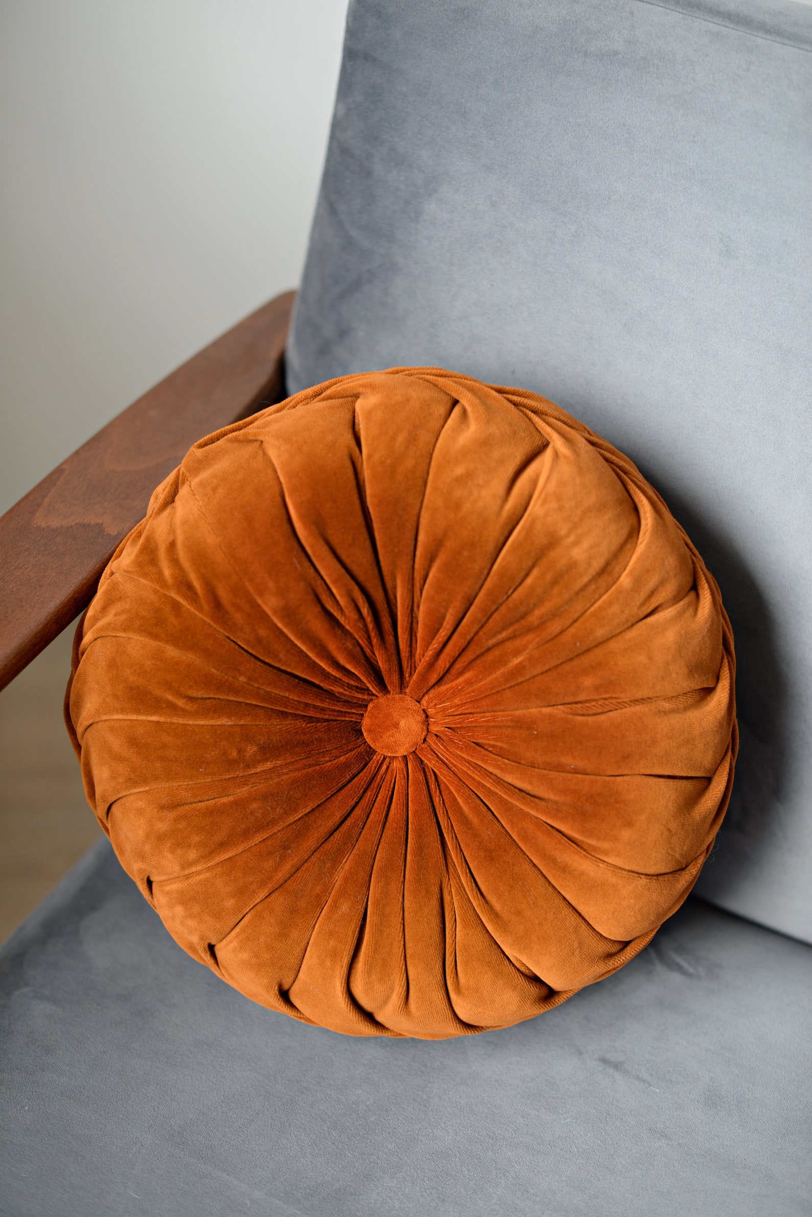 Round Pillow Velvet Terracotta Velvet Cushion Luxury Cushion Etsy