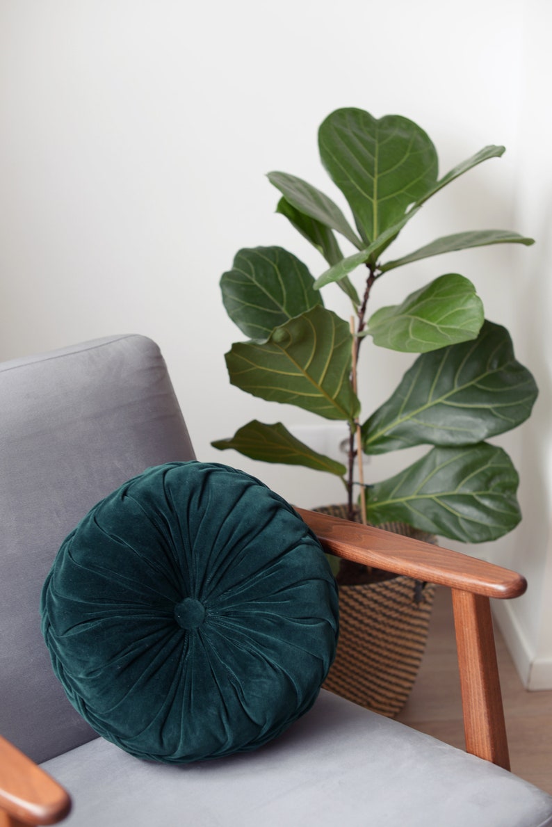 Emerald Green Pillow Velvet Cushion Throw Pillow Set Round Etsy UK