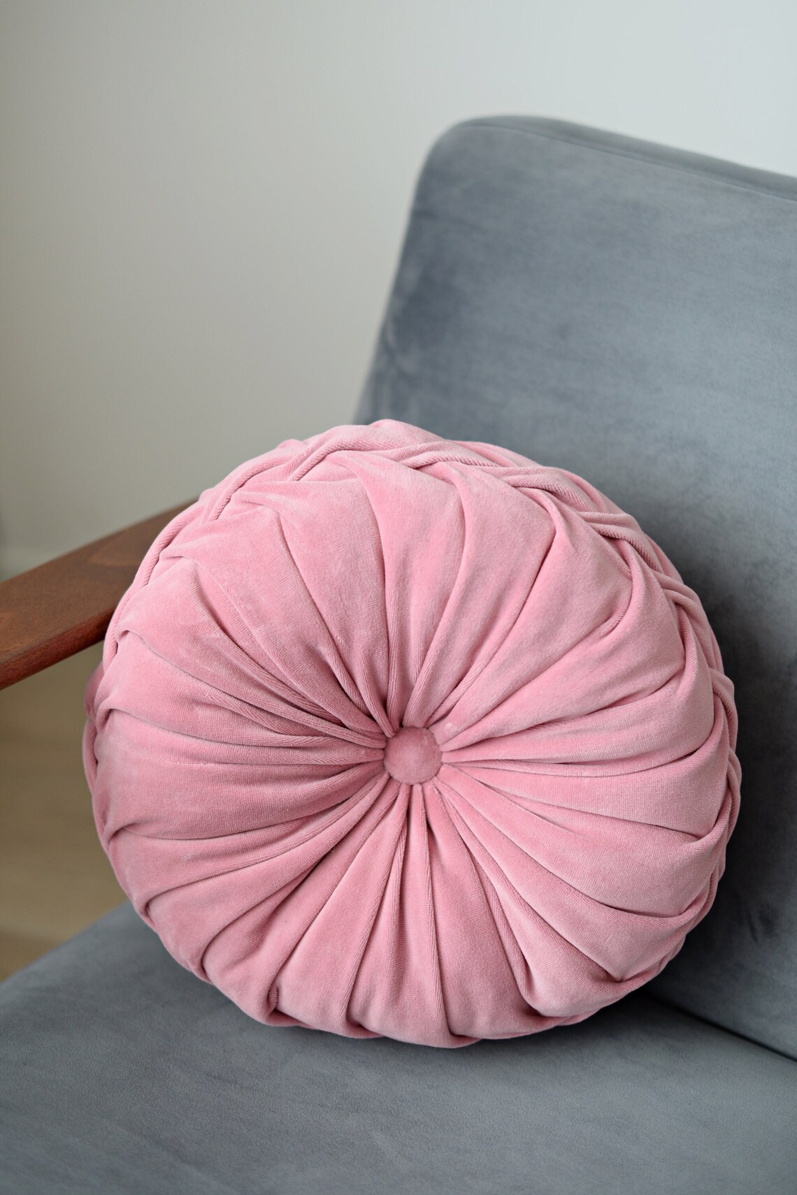 Round Pink Velvet Pillow Pink Velvet Pillow Luxury Cushion Etsy UK