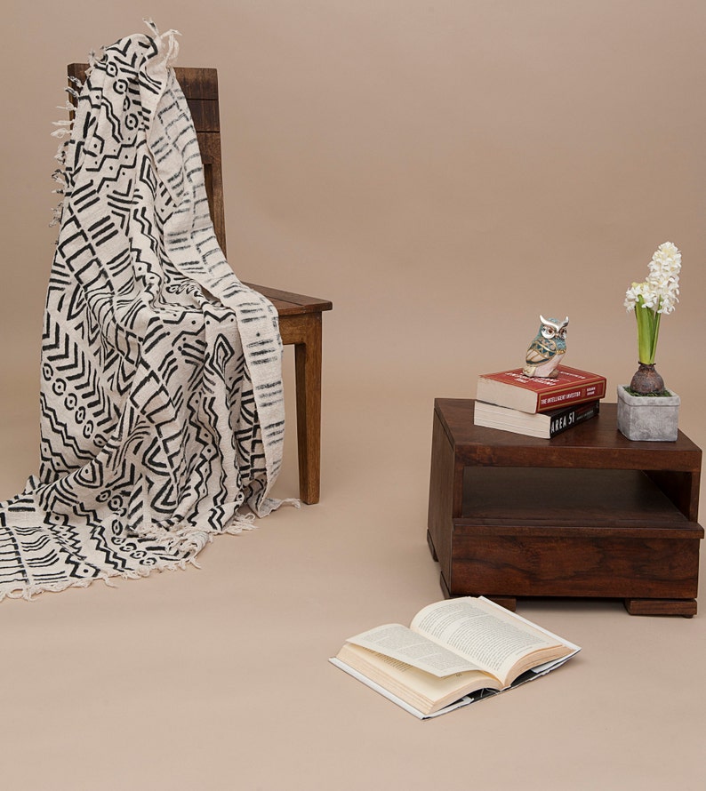 African Mudcloth Inspired Throw Blanket Traditional Printed Etsy