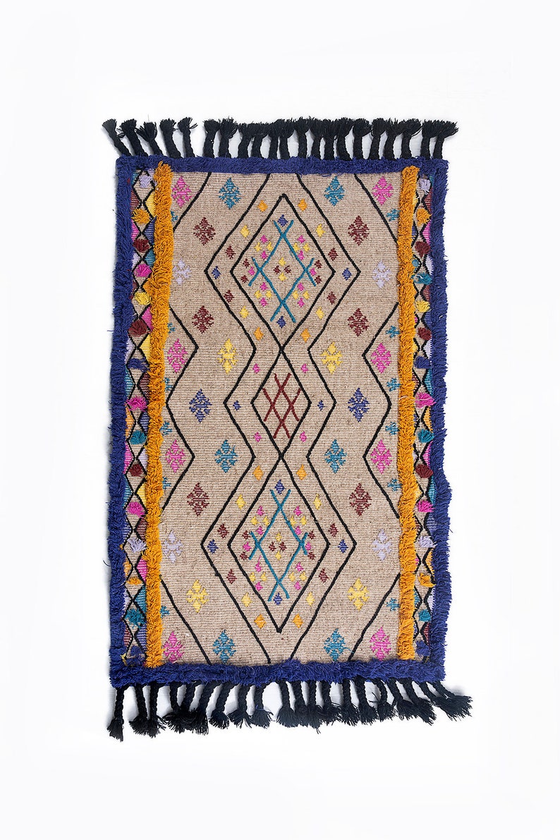 Moroccan wool & Jute Rug Bohemian Panja knotted rug Area Rug Etsy