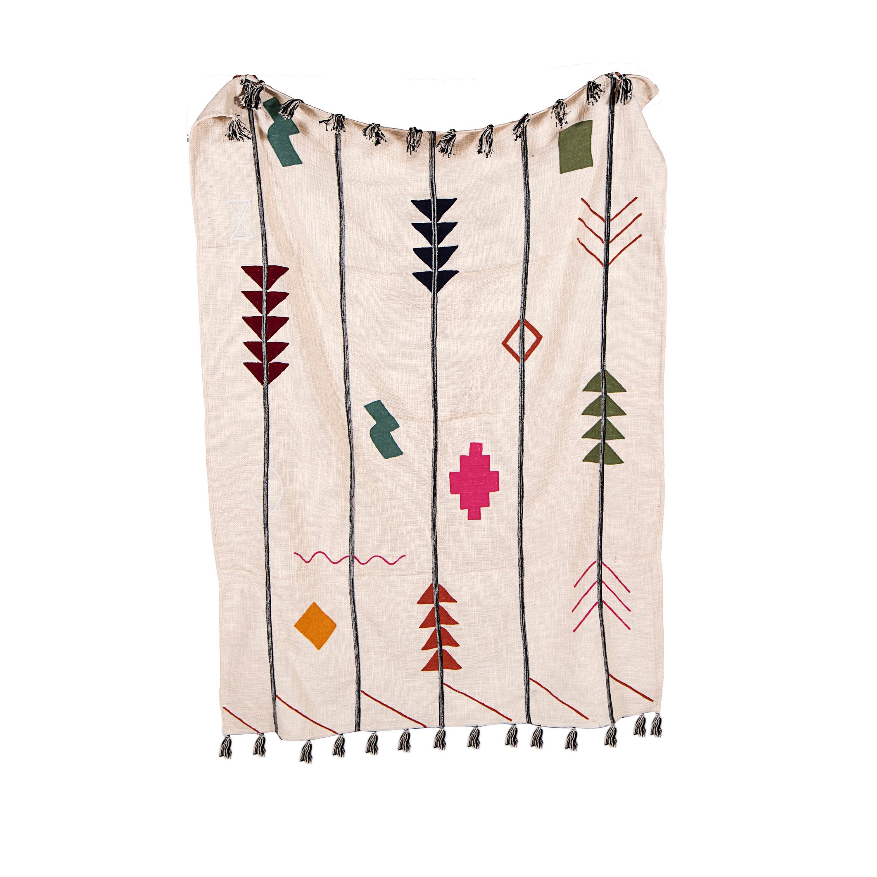 Exclusively Bohemian Blanket/throw Embroidered Handmade White Etsy