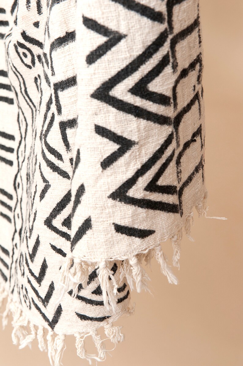 African Mudcloth Inspired Throw Blanket Traditional Printed Etsy