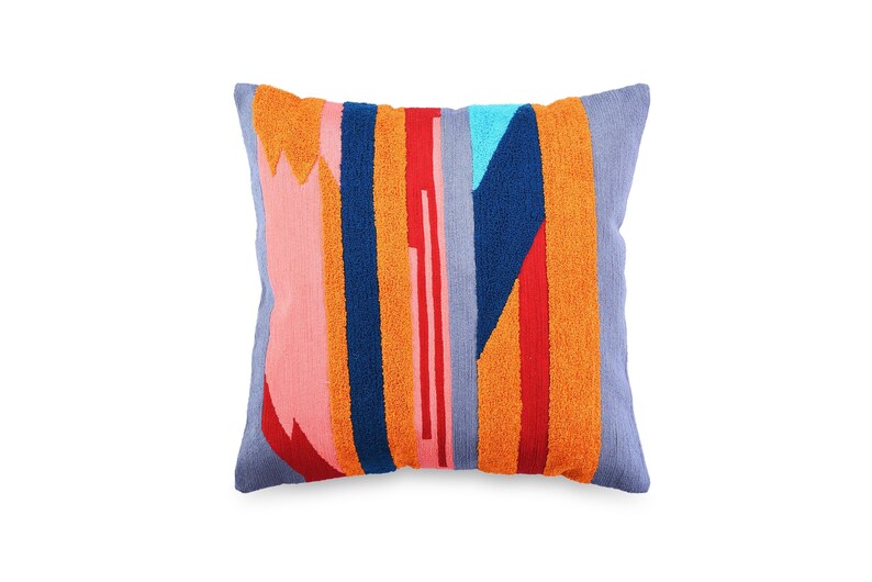Boho Chic Decor Fully Embroidered Cotton Pillow Geometric Etsy