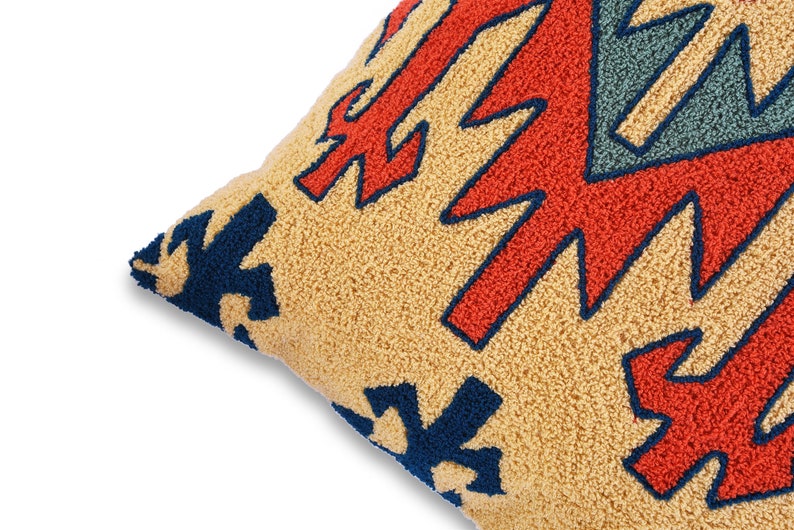 Beautiful Bohemian Embroidered Cotton Pillow Cover 20 X20 Multi color kilim Patio Pillow Boho chic decor Southwestern Pillow Christmas Decor