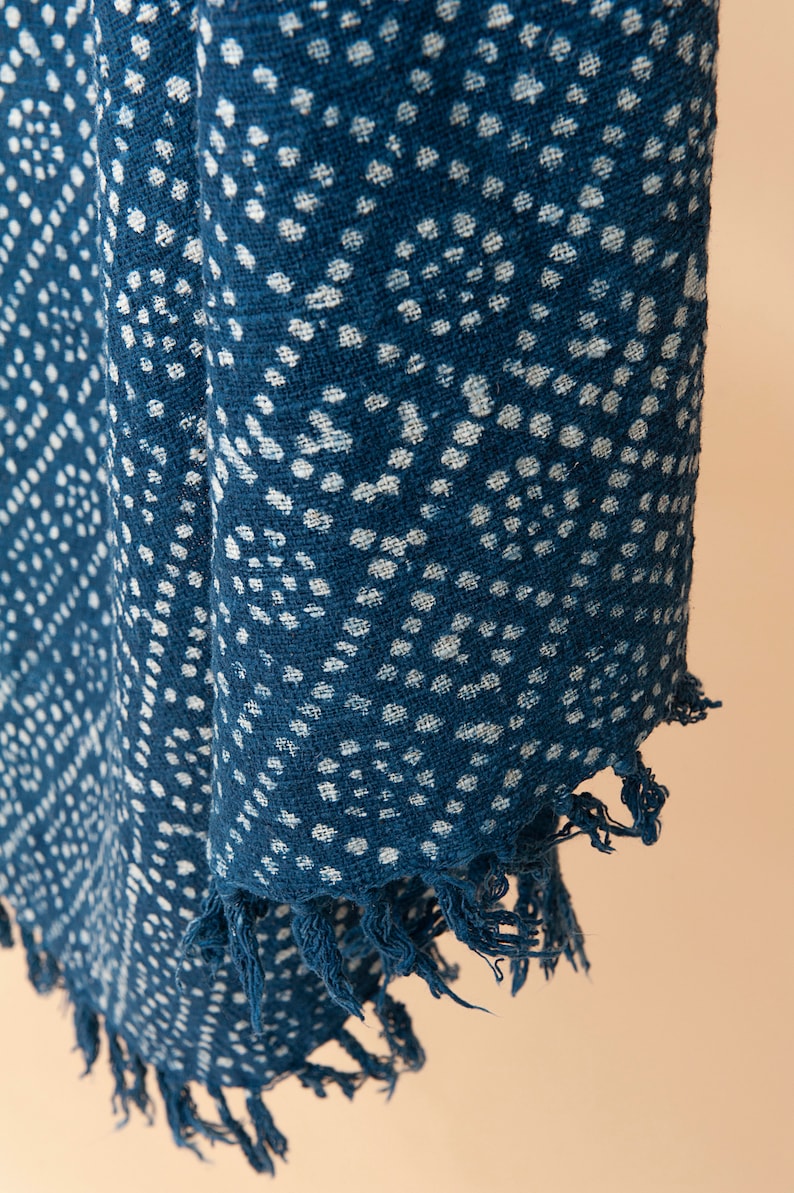 African Mudcloth Inspired Indigo Throw Blanket Bohemian 100 Etsy