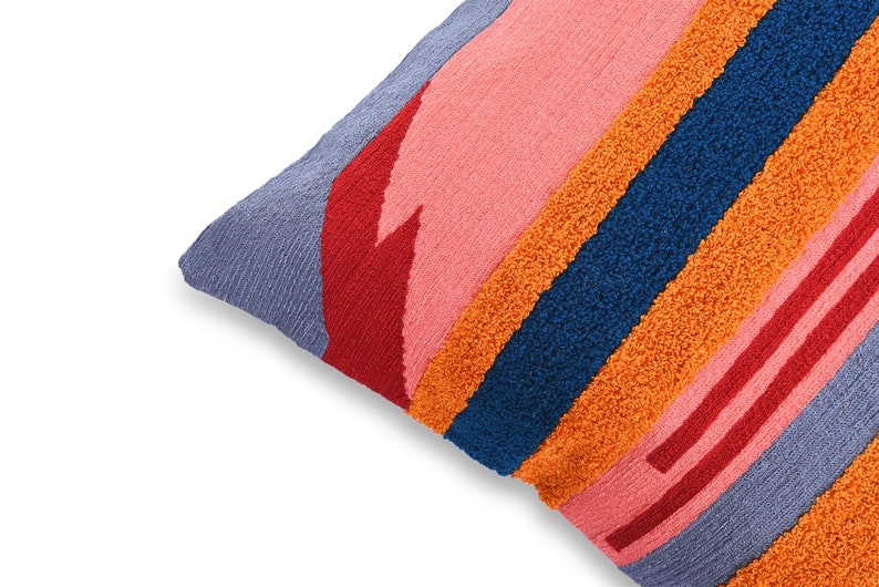 Boho Chic Decor Fully Embroidered Cotton Pillow Geometric Etsy