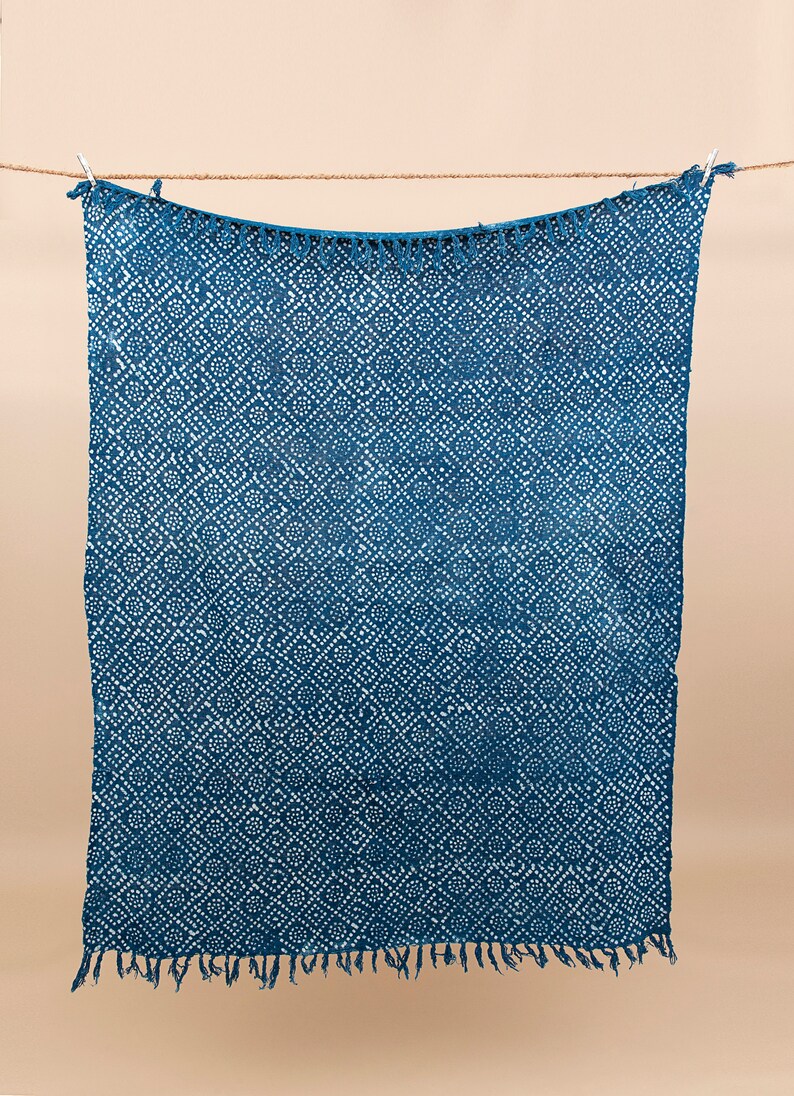 African Mudcloth Inspired Indigo Throw Blanket Bohemian 100 Etsy
