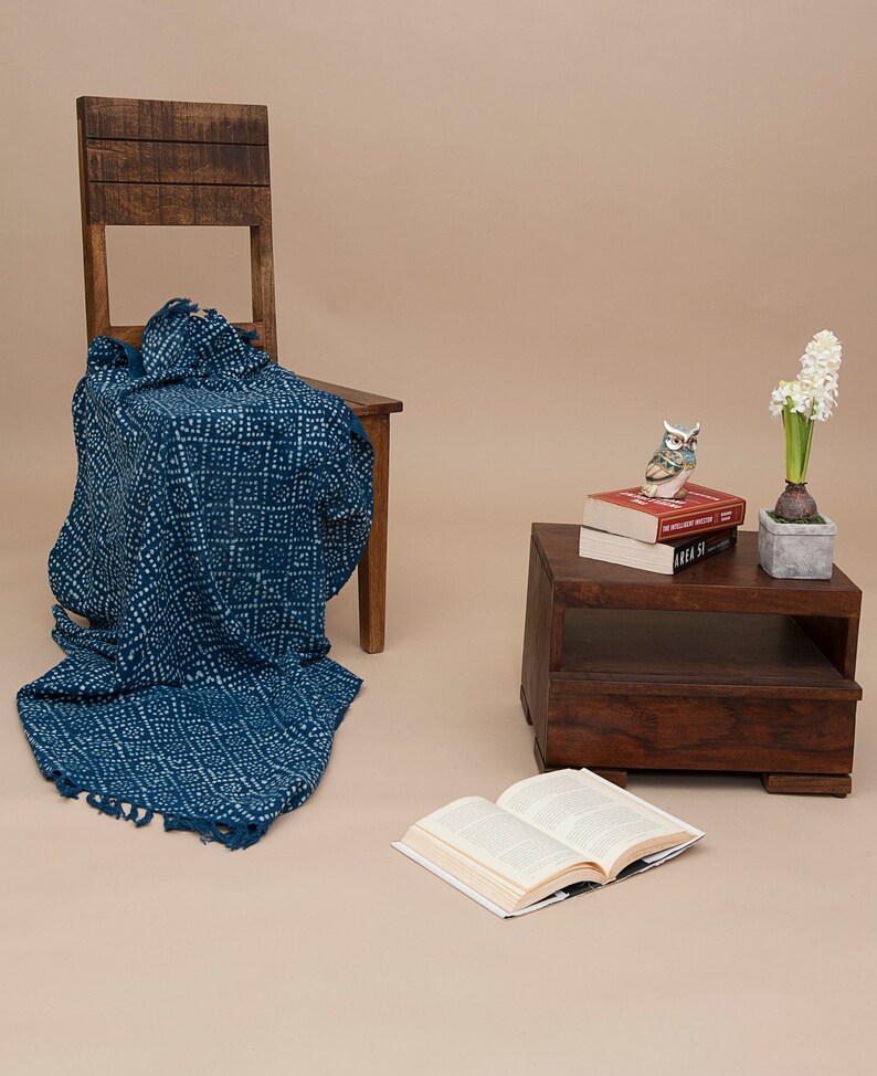 African Mudcloth Inspired Indigo Throw Blanket Bohemian 100 Etsy