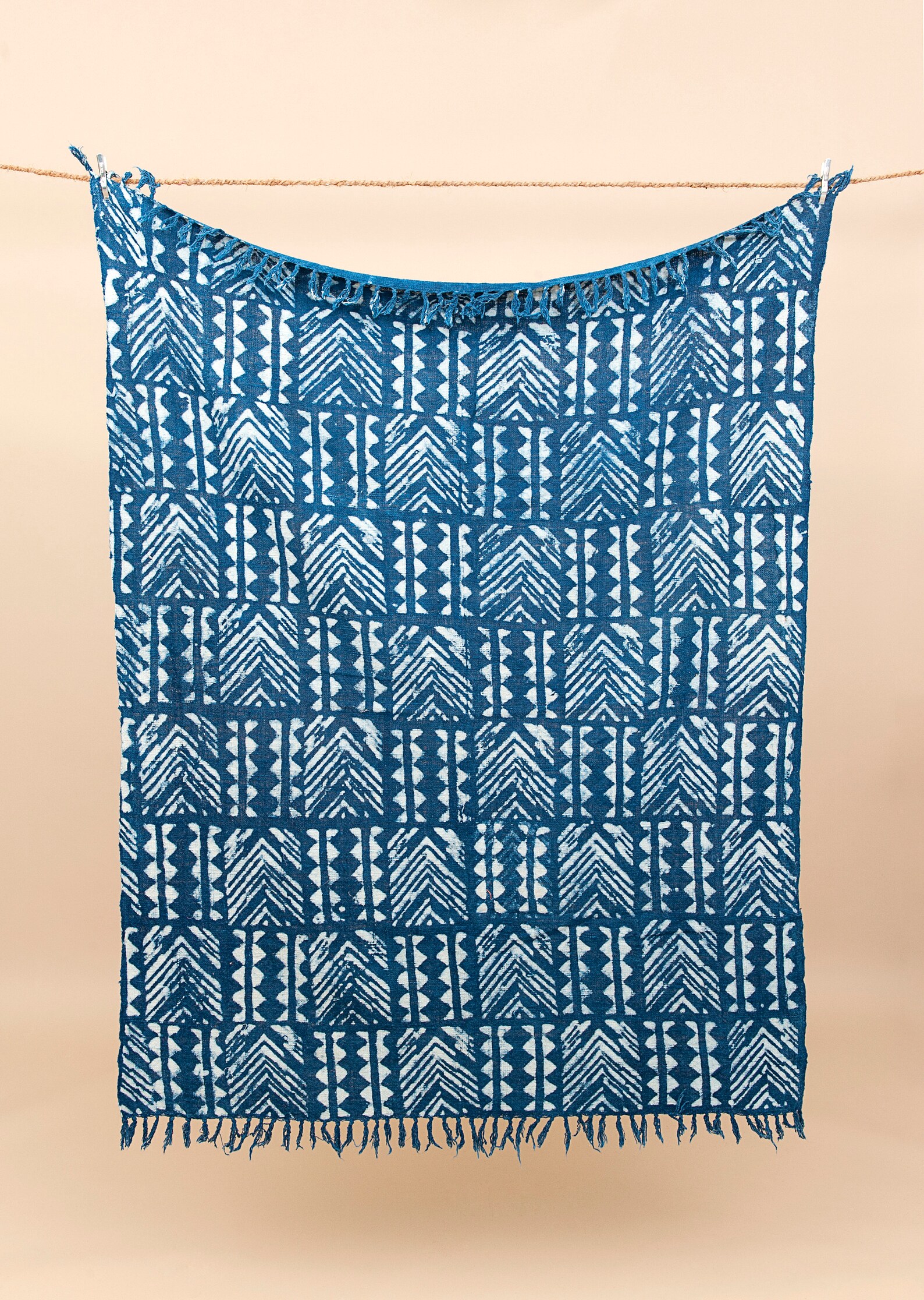 African Mudcloth Inspired Indigo 100 Cotton Throw Blanket Etsy