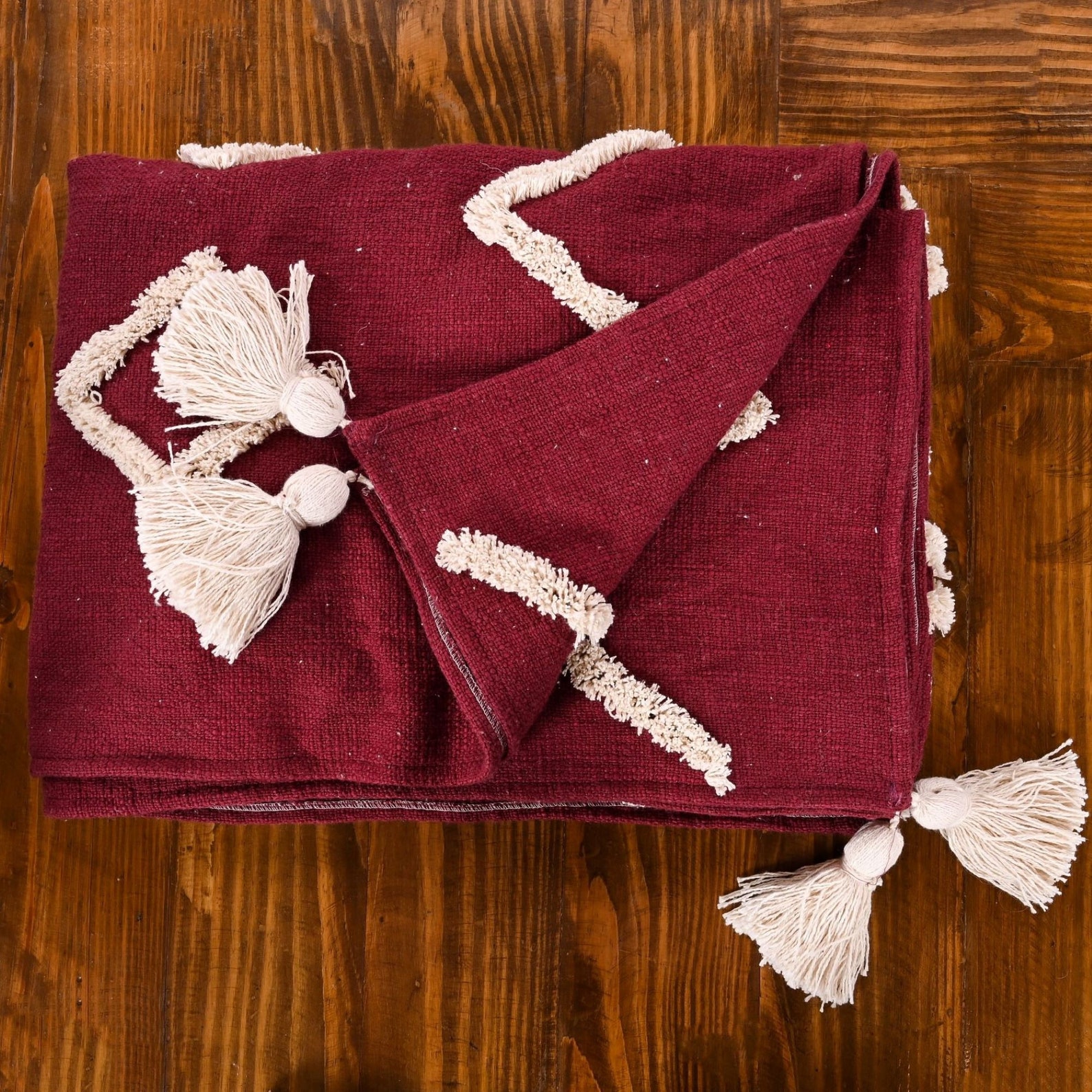 Decorative Cotton Throw // Tassel Throw // White Blanket // Etsy