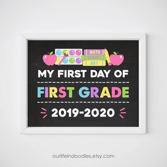 First Day of School, 1st Day of School Sign, Chalkboard Back to School, First day of FIRST GRADE, Digital Printable Poster, Instant Download Il_570xn