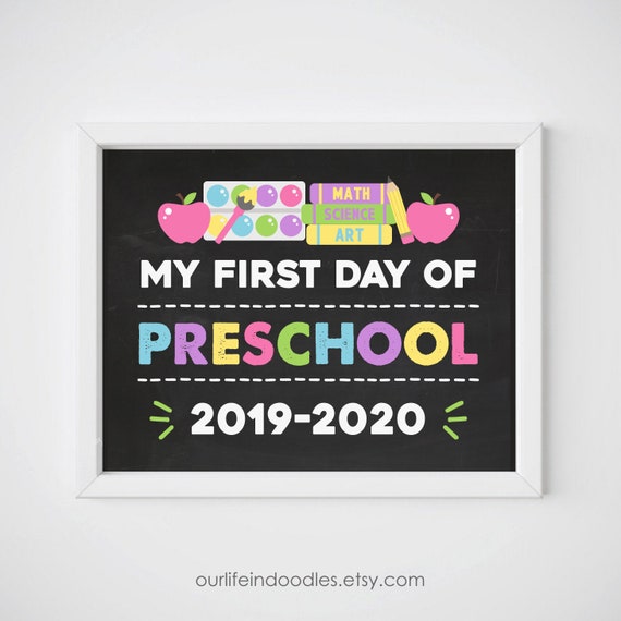 First Day of School, 1st Day of School Sign, Chalkboard Back to School, First day of PRESCHOOL, Digital Printable Poster, Instant Download Il_570xn