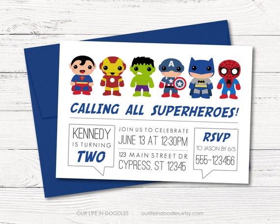 Super Heroes Invitation, Avenger Super Heroes Invitation, Batman Super Man Birthday Party, Boy Invitation, Printable Digital Invite Il_570xn