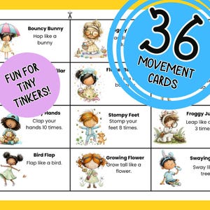 Spring Movement Cards for Toddlers Ages 2-4 | Easter Activity Game | Gross Motor Skills | Printable Activity | Spring Little Movers