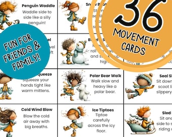 Winter Movement Cards – 36 Printable Gross Motor Activities (Digital Download)