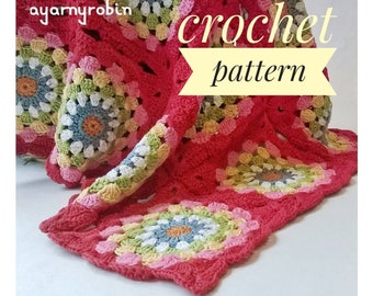 Vintage Granny Square Baby Blanket Pattern | Pram Blanket | Instant PDF Download